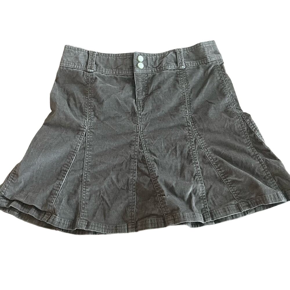 Athleta Corduroy Skirt Size 4P Taupe Brown Thin Wale Stretch Cotton Blend